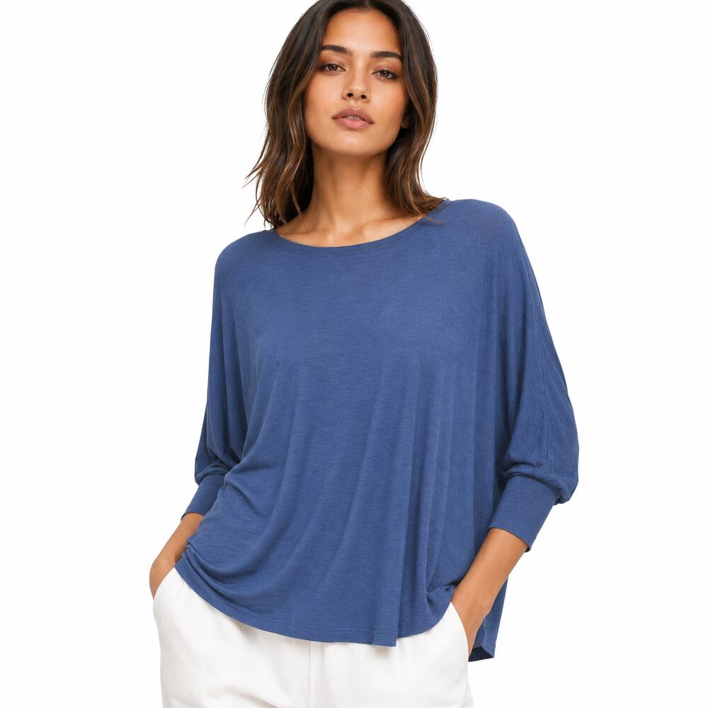Eileen Fisher Indigo Blue Relaxed Dolman Sleeve Top
